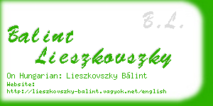 balint lieszkovszky business card